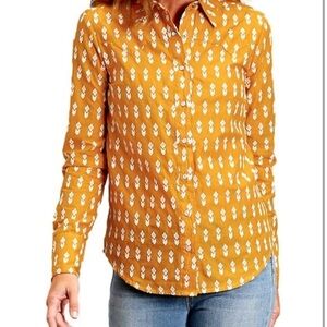 Stetson Mustard Embroidered Western Snap Shirt Women’s L